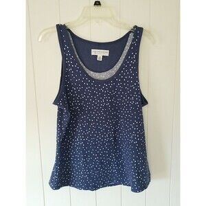 LIVE LOVE LOUNGE Karen Neuburger Tank Top Womens Size Small Blue White Soft